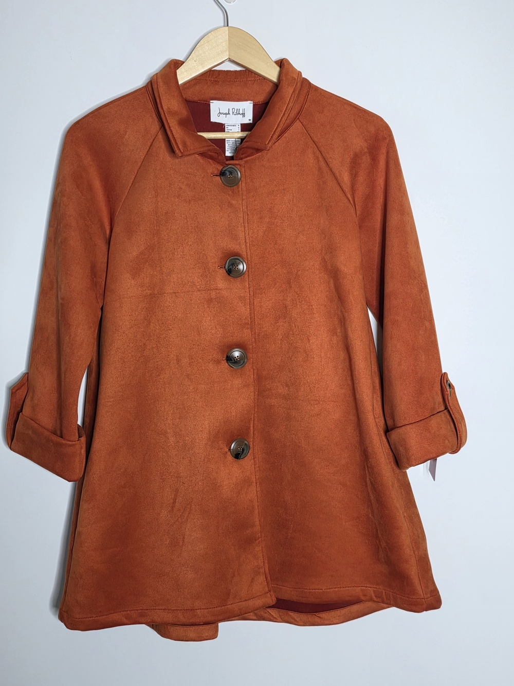 Joseph Ribkoff Tandoori Orange Faux suede shirt jacket Size 4 NEW with tags